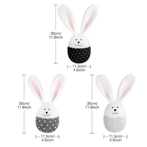 Lot de 3 décorations d'œufs de lapin de Pâques, dimensions 30 cm de haut et 11,5 cm