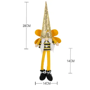 Bee themed faceless gnome plush doll with 28cm height for home decoration