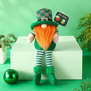 St. Patrick's Day faceless gnome doll with orange beard holding an I'm Irish sign