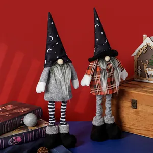Halloween Gnome Plush Decoration Retractable Long Leg Faceless Old Man Scandinavian Witch Hat Gnome Ornaments For Home Party Decor