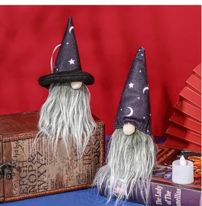 Halloween Gnom Ornamente mit Sternen Mond Zauberer Hut und langen Bärten