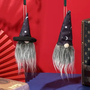 Halloween Gnom Hängende Puppe Zaubererhut Stern Mond Muster Gesichtsloser Alter Mann Gnom Plüsch Ornament Für Festival Party Haus Dekor