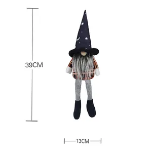 Halloween long-legged witch gnome doll with height and width dimensions