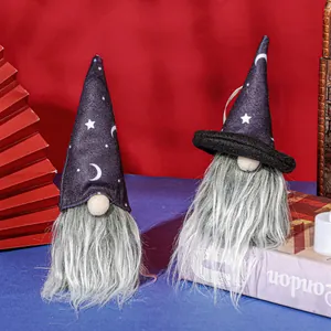 Halloween gesichtslose Zauberer Gnom Puppen mit Stern- und Mondmustern Dekoartikel