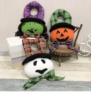 Decorative Halloween plush door hangers set featuring pumpkin witch and ghost designs