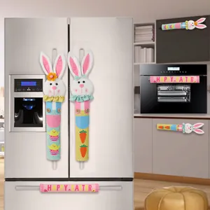 Leuke paashaas koelkast handgreep covers set voor feestelijke keukendecoratie