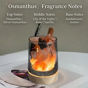 Osmanthus scented crystal stone diffuser with LED wooden base and warm light
