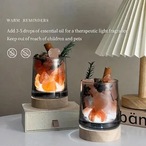 Flame-free aroma salt stone lamp and night light for home fragrance and bedroom decor