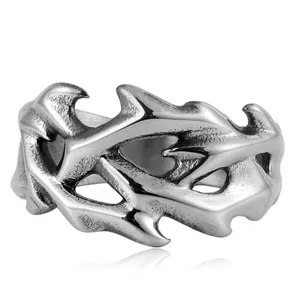 Vintage Punk Ring aus Edelstahl mit hohlem Dinosaurier-Knochen-Design für Herren.