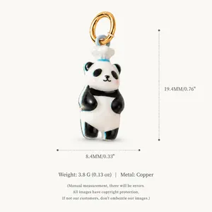 Pendentif panda chef en cuivre pour la création de bijoux, collection royaume animal