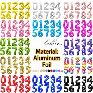 Large Aluminum Foil Number Balloon For Birthday Party Anniversary Celebration Wedding Decoration Metallic Finish Balloons
