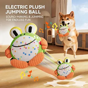 Electric Jumping Ball Dog Toy Plush Interactive Sound Automatic Bouncing USB Rechargeable Washable Pet Toy