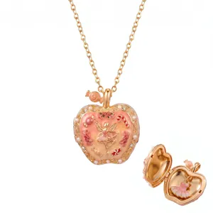 Verfijnde roségouden appel medaillon ketting met ballerina fee ontwerp voor meisjes