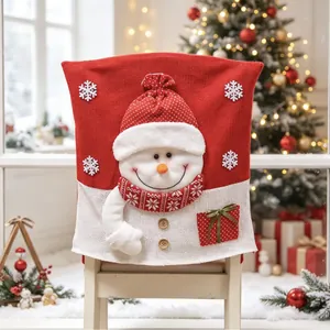 Festliche 3D-Schneemann-Weihnachtsstuhlhusse Dekoration für Haus Esszimmerstühle