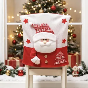 Festliche Weihnachts-Stuhlhussen mit 3D-Weihnachtsmann-Puppe für die Dekoration