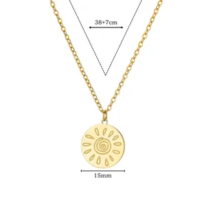 Detailansicht der Vintage-Sonnenanhänger-Halskette mit 38+7cm Kette und 15mm Anhänger
