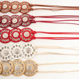 Stylish Bohemian leather belts with decorative metal discs for women's dresses