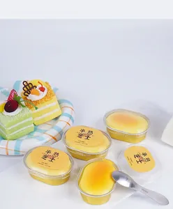 Close-up view of realistic half-cooked cheese slow rebound dessert model in cup