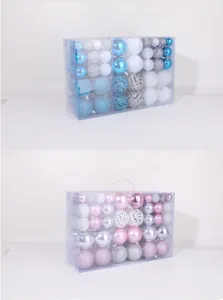 Assorted 100pcs Christmas ball ornament gift set featuring blue pink and silver colors