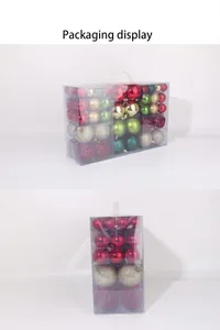 Detail view of 100pcs Christmas ball ornament set in transparent packaging box
