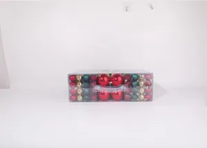 Full set of 100pcs colorful Christmas ball ornaments in a clear portable gift box
