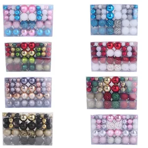 100pcs assorted Christmas ball ornament set in various festive color themes