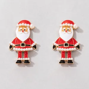 Boucles d'oreilles Père Noël mignonnes avec perles blanches, cadeau bijoux de Noël idéal