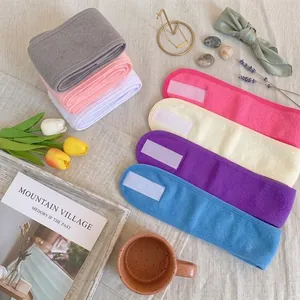 Soft plush velcro headbands for face washing and yoga in multiple vibrant colors