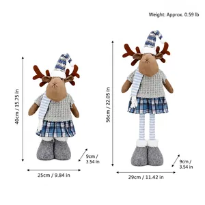 Detailed size specifications for retractable plush Christmas reindeer decorations