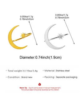 Detailed size guide for sun and moon stainless steel open rings in gold and silver