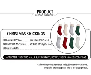 Close-up detail of knitted Christmas stockings in various colors and twisted patterns
