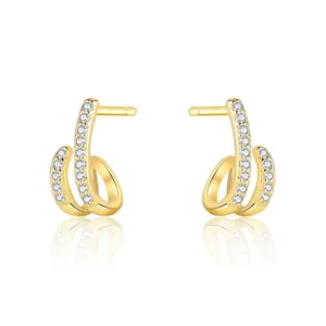 Double Row Zircon Huggie Hoop Earrings With 925 Sterling Silver Earring Post Minimalist Chic Geometric Jewelry For Women