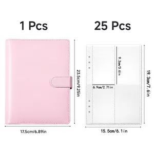 Organizer per Budget A5 in Pelle PU a Fogli Mobili Con Fibbia Magnetica per 100 Giorni Sfida di Risparmio Sistema Planner