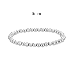 Bracciale elastico minimalista in perle di acciaio inossidabile da 5mm