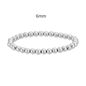 Vista dettagliata di un bracciale a sfere da 6mm in acciaio inossidabile argento lucido
