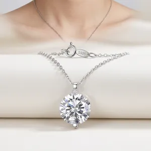 Collana in argento 925 con ciondolo Moissanite, include rapporto GRA e certificato nero