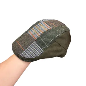 Vintage Patchwork Schiebermütze mit Fischgrät- und Karomuster für Damen und Herren