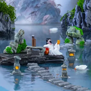Miniature Resin Rockery Stone Lamps Ornaments For Micro Landscape Zen Garden Decoration DIY Fairy Garden Accessories