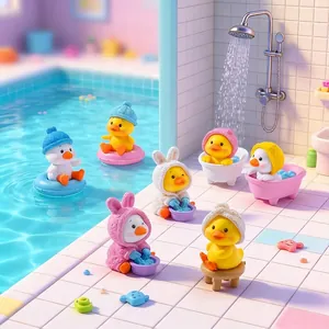 Miniature Yellow Duck Figurine Cartoon Animal PVC Doll Bath Theme Micro Landscape DIY Accessory Office Desk Ornament Decoration