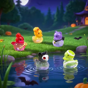 Halloween Mini Pumpkin Demon Duck Resin Ornaments DIY Micro Landscape Decorations Desktop Small Animal Ornaments Gift