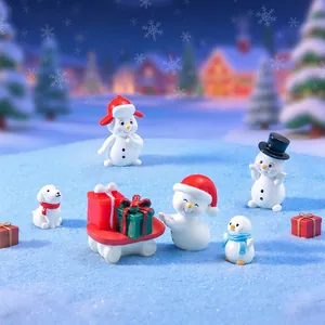 Christmas Snowman Penguin Dog Miniature Figurines Resin Cartoon Micro Landscape DIY Fairy Garden Ornaments For Home Decor Gift