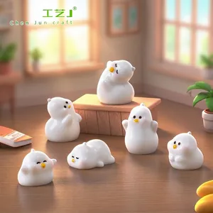 Divertidas Lindas Pequeñas Figuritas de Pato Blanco de Resina para Micro Paisaje Casa de Muñecas DIY Mini Decoración de Salpicadero de Coche Escritorio