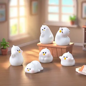 Juego de 6 lindas figuritas de patitos blancos para decoración DIY de casa de muñecas