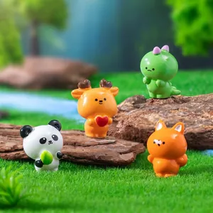 Süße Mini Harz Tierfiguren Für Mikrolandschaft DIY Garten Dekoration Cartoon Panda Hirsch Dino Fuchs Ornament Geschenk