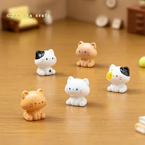Adorable set of five miniature cat figurines for DIY craft projects and desk decoration