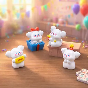 Figurine di cuccioli bianchi in miniatura per decorazioni casa delle bambole DIY