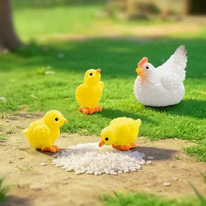 Realistische Miniatur Hühner und Küken Figuren für DIY Garten Landschaftsgestaltung