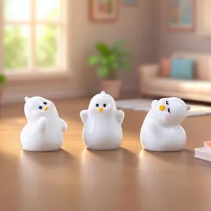 Juego de 3 lindas figuritas de pato blanco para decoración en miniatura y de mesa