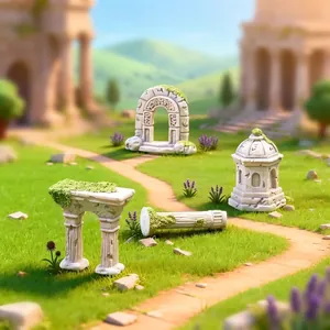 Ensemble de ruines romaines miniatures avec mousse pour décor de micro paysage