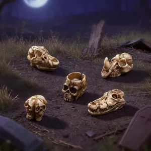 Miniature resin animal skull and human skeletons set for wild DIY landscape decor